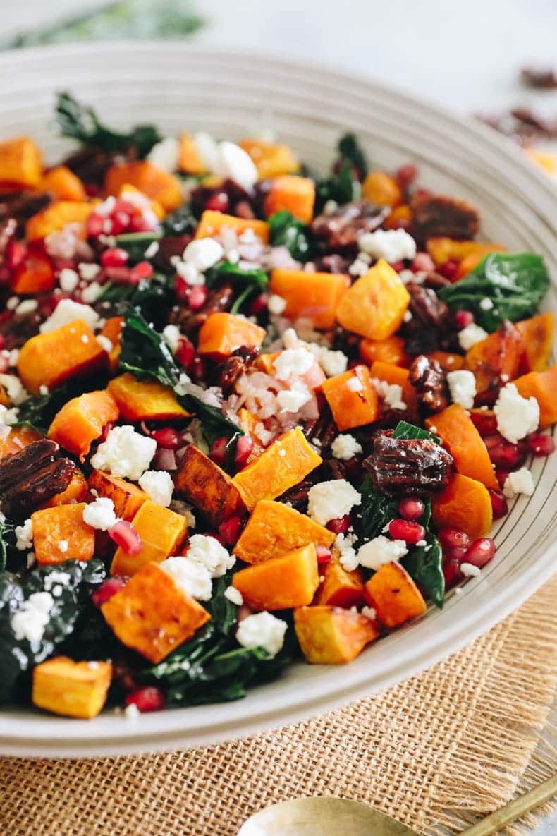 butternut squash salad in a large salad bowl.