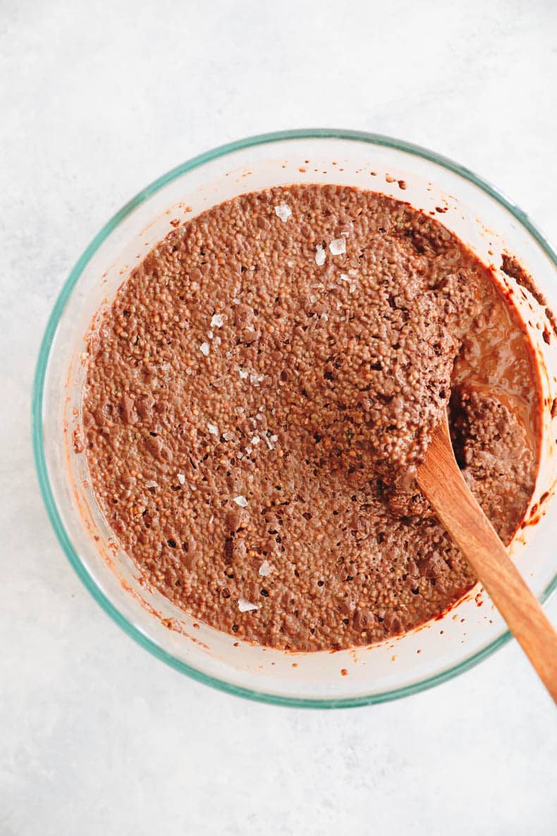 chocolate chia pudding after sitting overnight