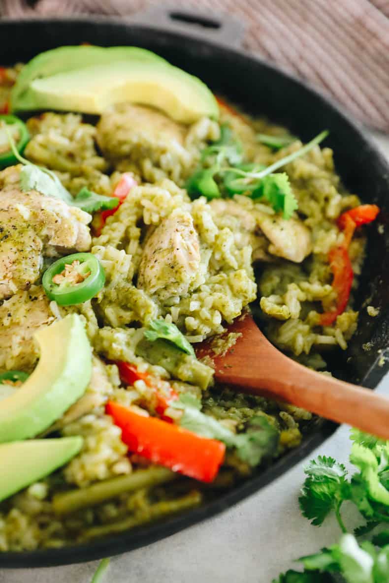 one pot cilantro lime chicken and rice.