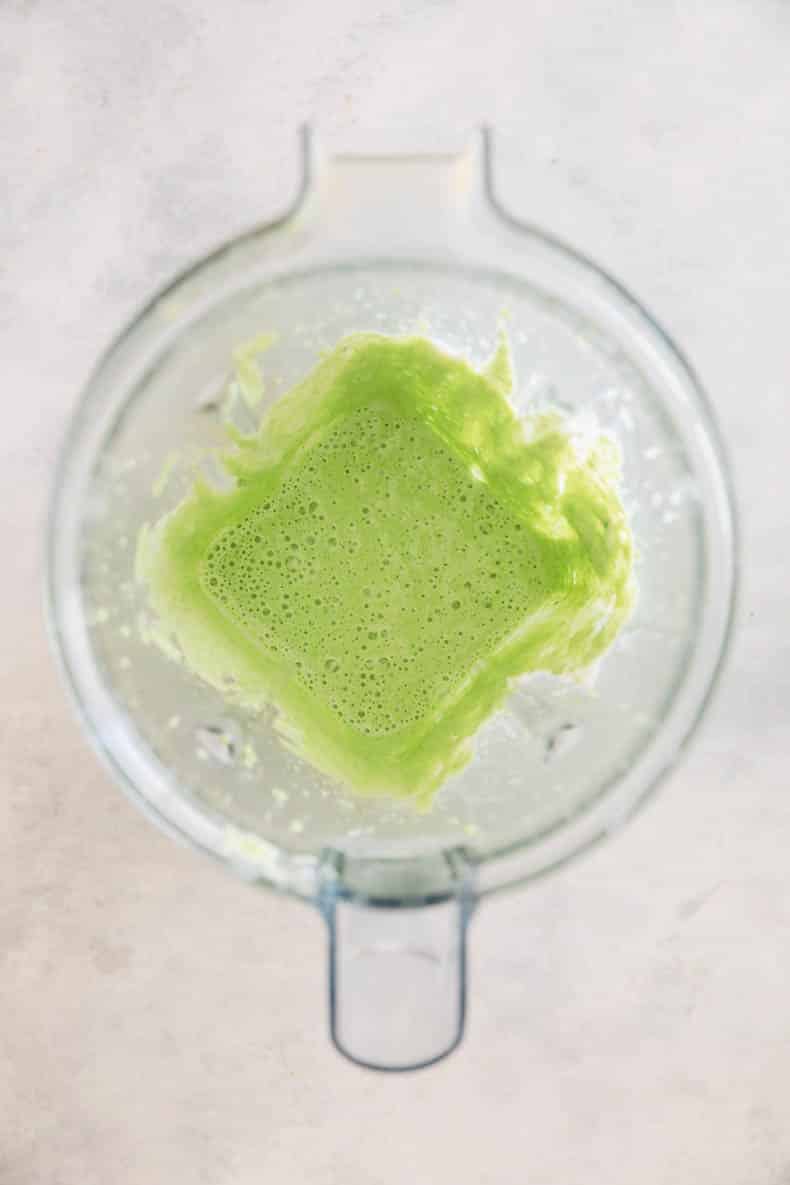 green goddess dressing in a blender.