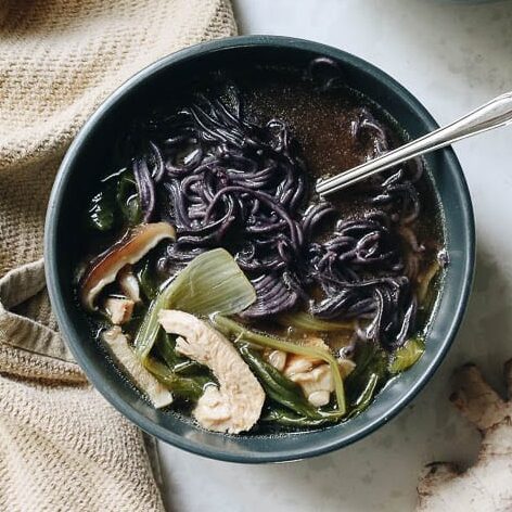 Feeling a little under the weather or in need of a good immune-boost for cold and flu season? This is my go-to healing bowl full of healthy ingredients like mushrooms, miso, chicken broth and veggies.