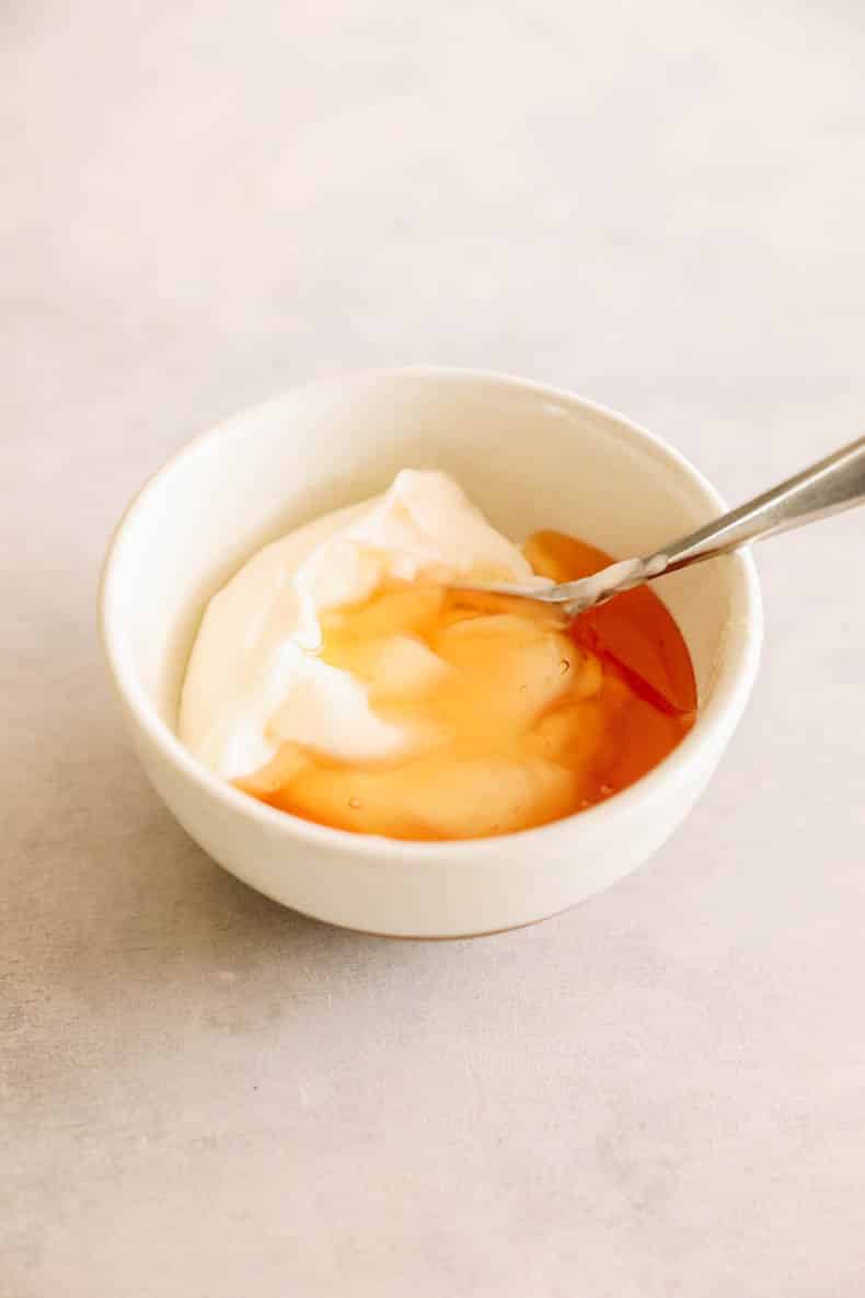 honey and mayo in a bowl.