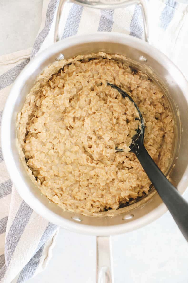 cooked oatmeal in a pot