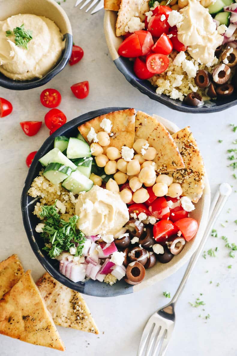 overhead photo of a mediterranean bowl.