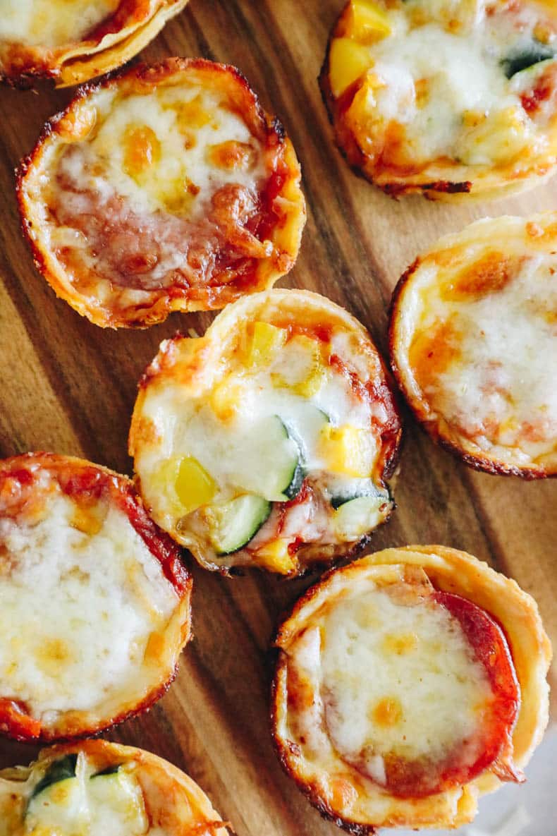 veggie stuffed mini tortilla pizza bite.