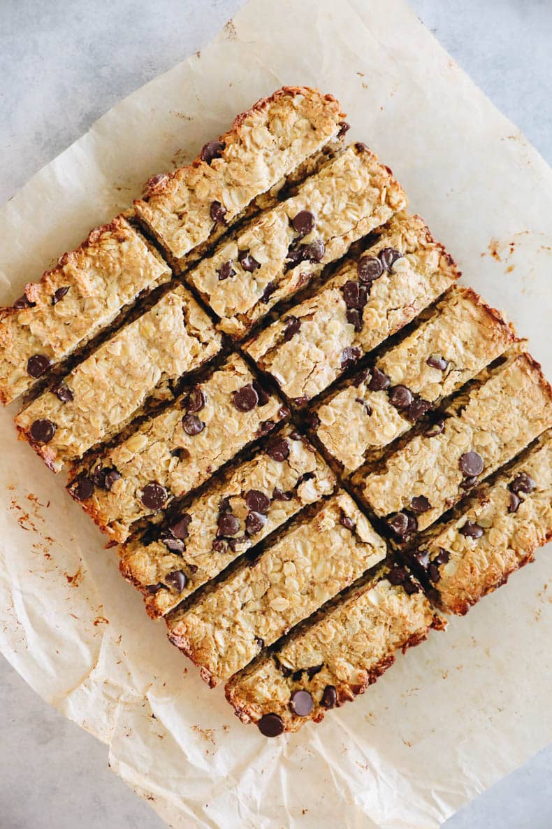 Baked and sliced homemade granola bars