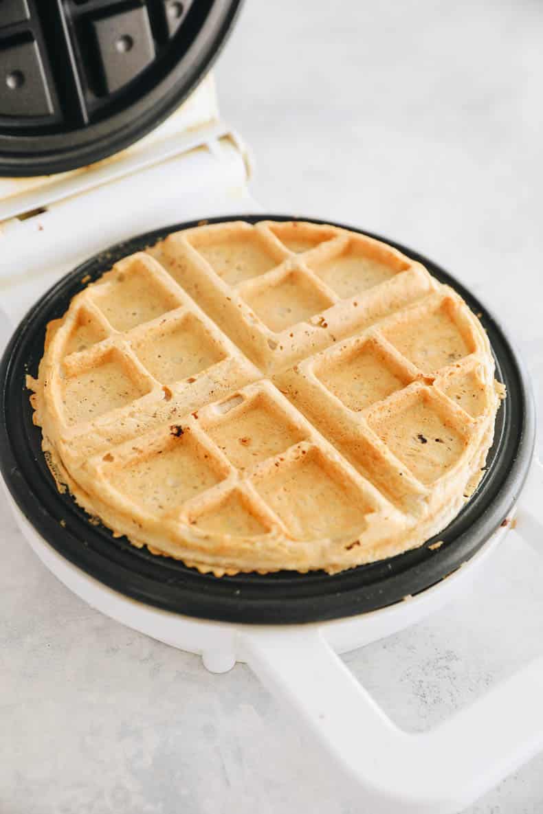 protein waffles in a waffle iron