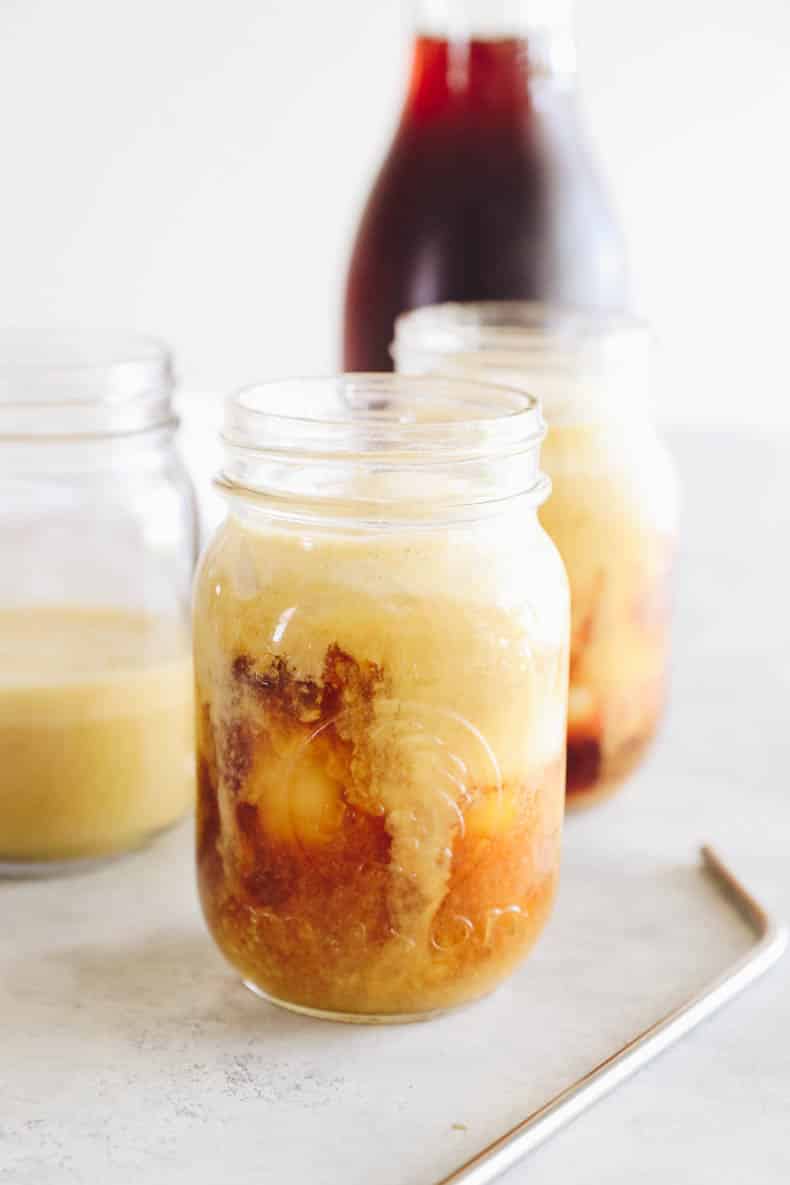 Pumpkin spice cold brew in a mason jar