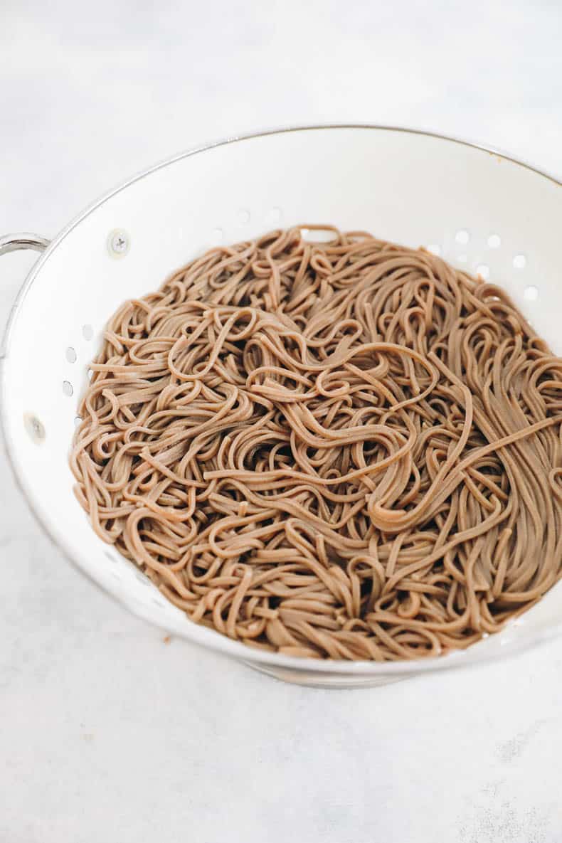 Soba Noodles in a colander